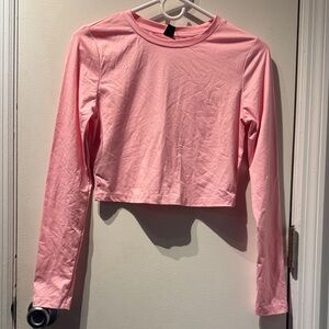 SHEIN pink Long Sleeve Crop Top